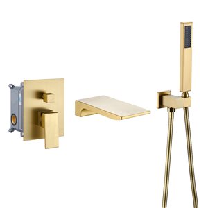 Clihome Brushed Gold 1-handle Commercial/residential Wall Mount Bathtub Faucet - Hand Shower Included