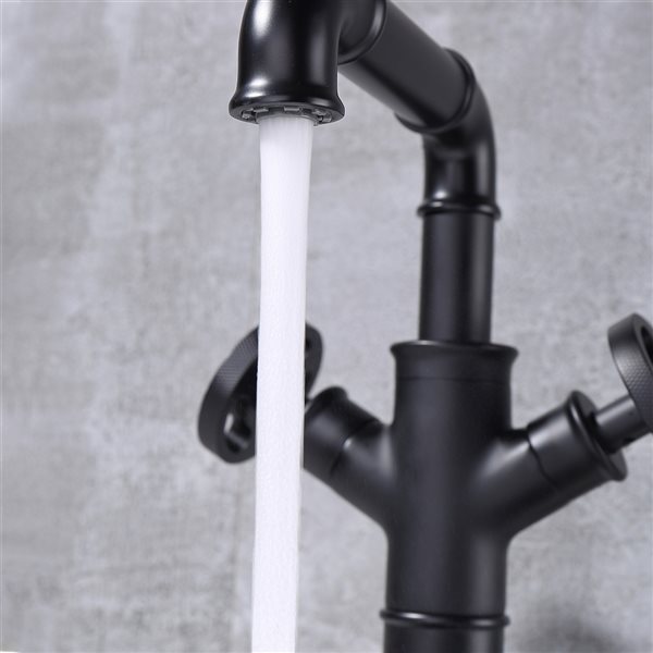 Clihome Matte Black 2-handle Single Hole Bathroom Sink Faucet