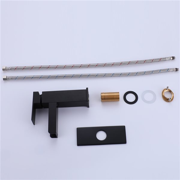 Clihome Matte Black 1-handle Single Hole Bathroom Sink Faucet - Deck Plate Included