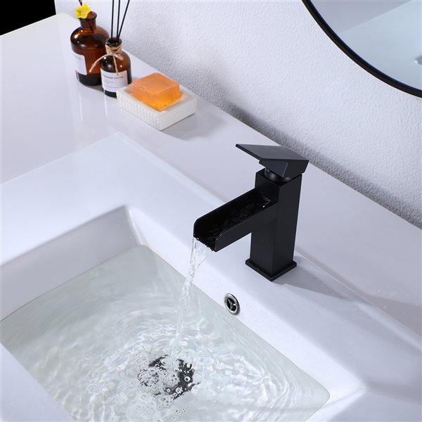 Clihome Matte Black 1-handle Single Hole Bathroom Sink Faucet - Deck Plate Included