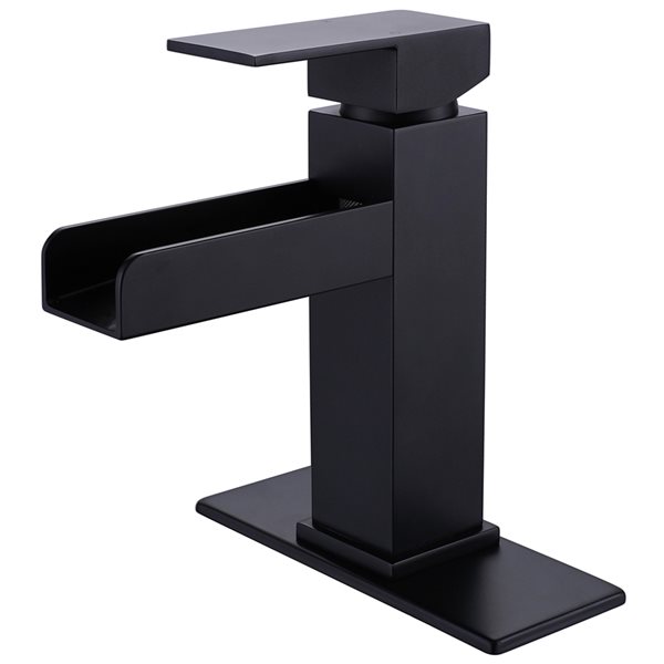 Clihome Matte Black 1-handle Single Hole Bathroom Sink Faucet - Deck Plate Included