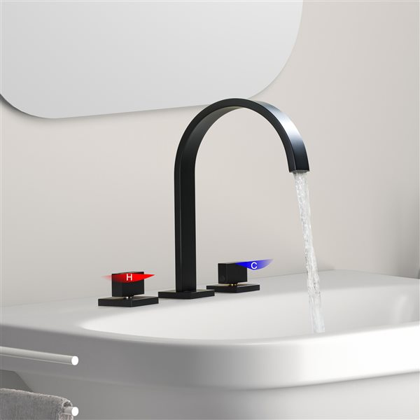 Clihome Matte Black 2-handle Widespread Bathroom Sink Faucet