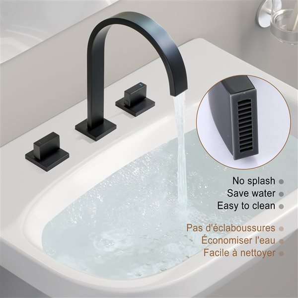 Clihome Matte Black 2-handle Widespread Bathroom Sink Faucet