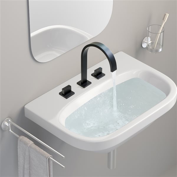 Clihome Matte Black 2-handle Widespread Bathroom Sink Faucet