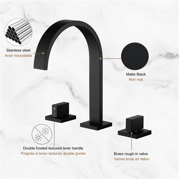 Clihome Matte Black 2-handle Widespread Bathroom Sink Faucet