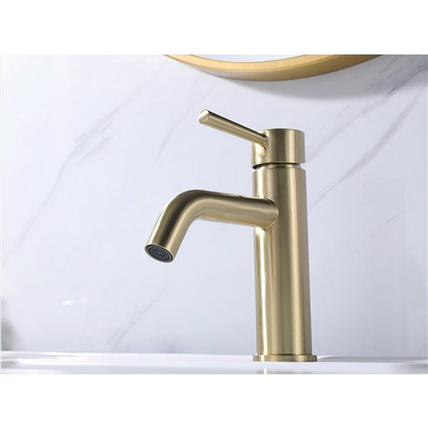 Clihome Brushed Gold 1-handle Widespread Bathroom Sink Faucet