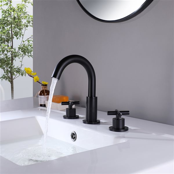 Clihome Matte Black 2-handle Widespread Bathroom Sink Faucet