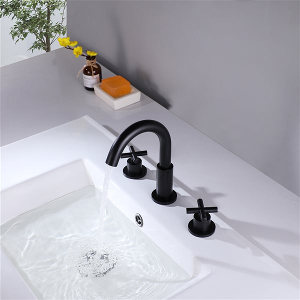 Clihome Matte Black 2-handle Widespread Bathroom Sink Faucet