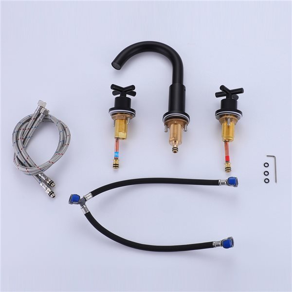 Clihome Matte Black 2-handle Widespread Bathroom Sink Faucet