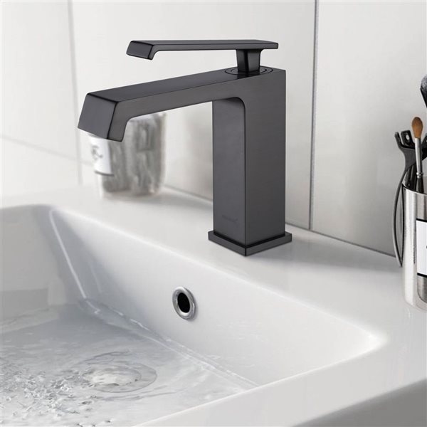Clihome Gray 1-handle Single Hole Bathroom Sink Faucet