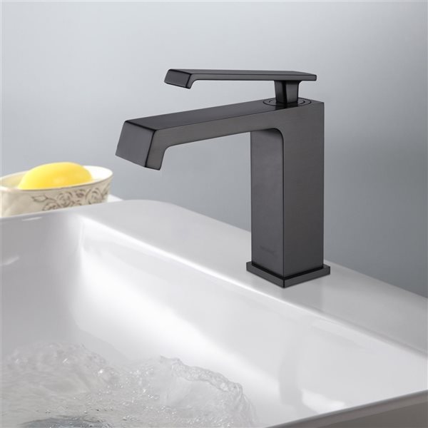 Clihome Gray 1-handle Single Hole Bathroom Sink Faucet