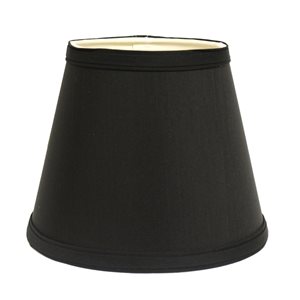 Cloth & Wire 8-in x 12-in Black (with White Lining) Silk Empire Lamp Shade with Uno Fitter