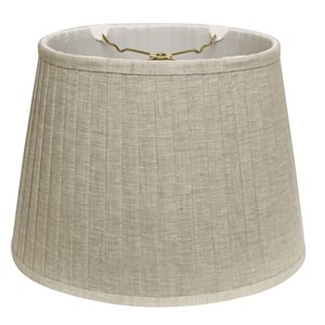 Cloth & Wire 11-in x 12-in Oatmeal Linen Drum Lamp Shade