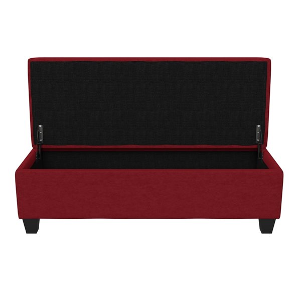 Handy Living Bernsen Hinged Bench Storage Ottoman in Red Microfibre