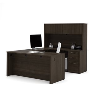 Bestar Embassy 66-in Chocolate Brown Modern/Contemporary U-Shaped Desk