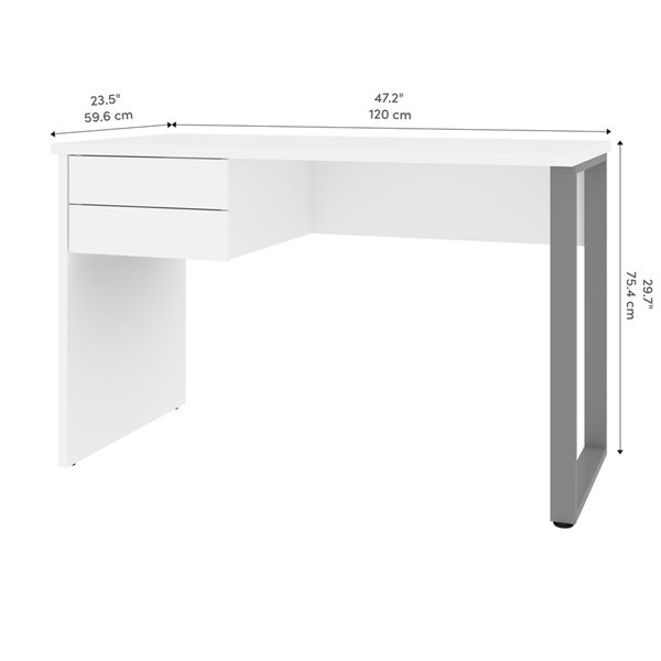 Bureau blanc moderne et contemporain Soley par Bestar de 47,2 po