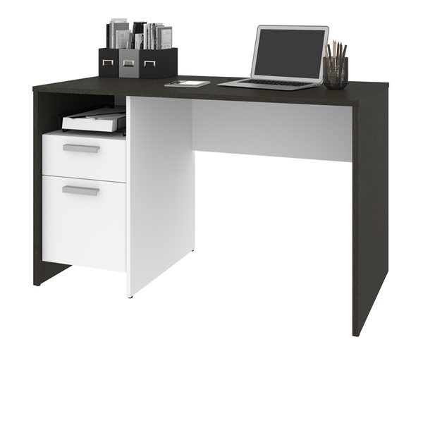 Bureau pour ordinateur noir et blanc moderne et contemporain Meropa par Bestar de 47,5 po