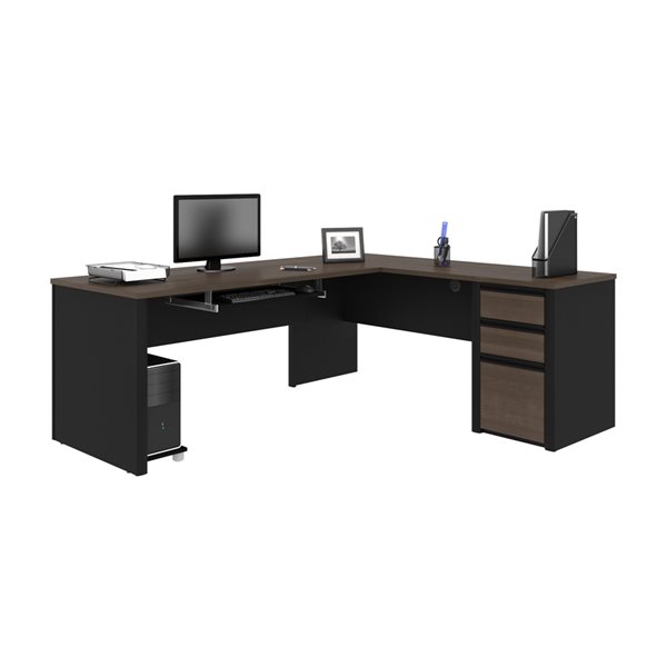 Bestar Connexion 71.1-in Brown/Black Modern/Contemporary L-Shaped Desk