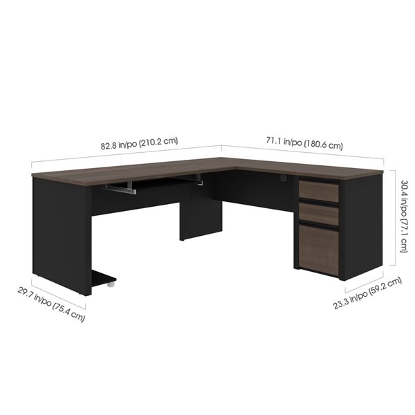 Bestar Connexion 71.1-in Brown/Black Modern/Contemporary L-Shaped Desk