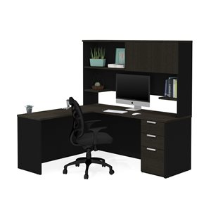 Bestar Pro-Concept Plus 71.1-in Deep Grey/Black Modern/Contemporary L-Shaped Desk with Hutch