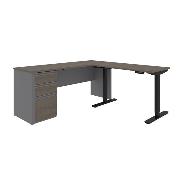 Bestar Prestige + 71.1-in Grey Modern/Contemporary L-Shaped Standing Desk
