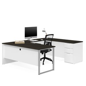Bestar Pro-Concept Plus 71.1-in White/Grey Modern/Contemporary U-Shaped Desk