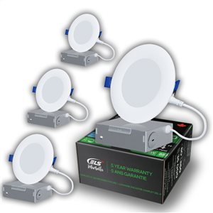 ELS Canada Lighting Marbella 4-in White LED Airtight IC Baffle Recessed Light Kit - 4-Pack