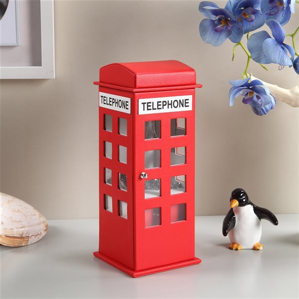 ORE International Red Faux Leather Telephone Jewelry Box