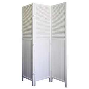 ORE International 3-Panel White Wood Folding transitionnel Style Room Divider
