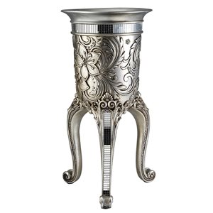 ORE International Silver Polyresin Decorative Vase Tabletop Decoration with Floral Accents