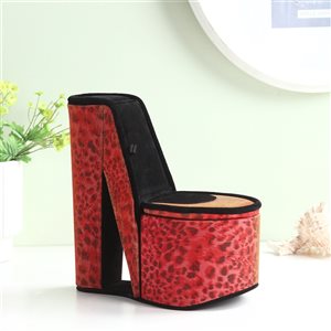 ORE International Red Leopard Prink Polyurethane High heel Jewelry Box