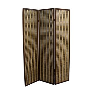 ORE International 3-Panel Dark Walnut Bamboo Folding Contemporary/Modern Style Room Divider