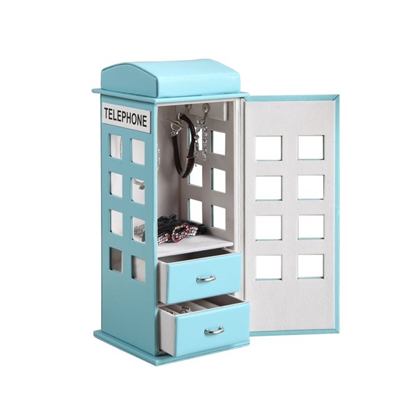 ORE International Blue Faux Leather Telephone Jewelry Box