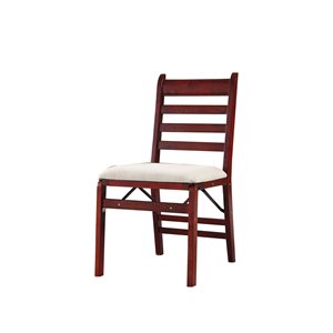 Chaise pliable ORE International en bois et rembourré en polyester brun pour l'intérieur