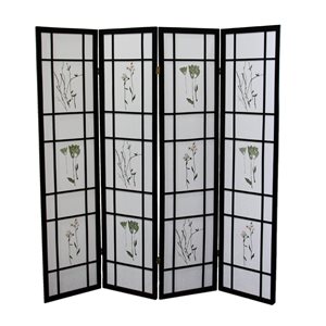 ORE International 4-Panel Black Paper Folding Shoji Style Room Divider