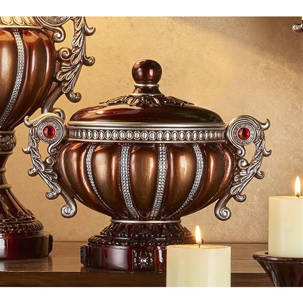 ORE International Polyresin Bronze Urn Jewelry Box