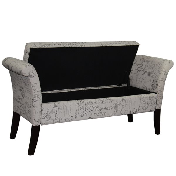 ORE International Modern Grey Fabric Storage Bench HB4574 RONA