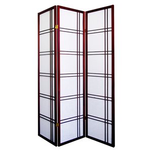 ORE International 3-Panel Cherry Wood Paper Folding Contemporary/Modern Style Room Divider