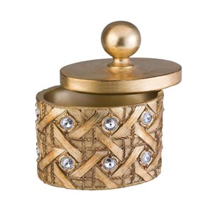 ORE International Gold Polyresin Cylindrical Jewelry Box