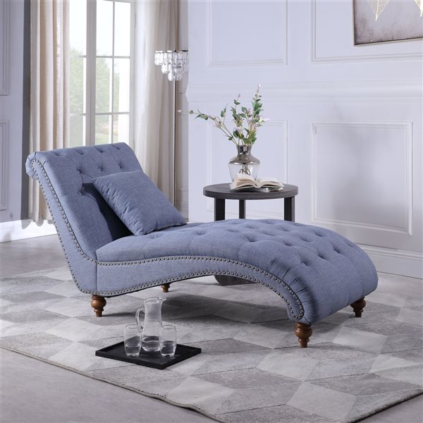 ORE International Modern Blue Polyester Lounge Chair with Pillow