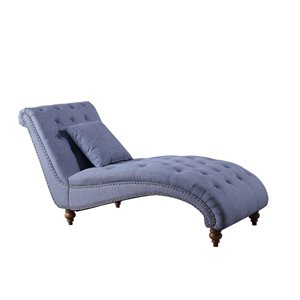 ORE International Modern Blue Polyester Lounge Chair with Pillow