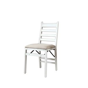 ORE International Indoor White Wood Upholstered Polyester Folding Chair