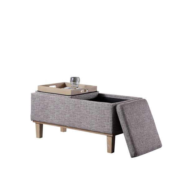 ORE International Grey Modern Storage Bench