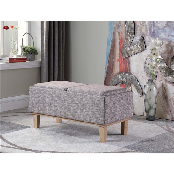 ORE International Grey Modern Storage Bench