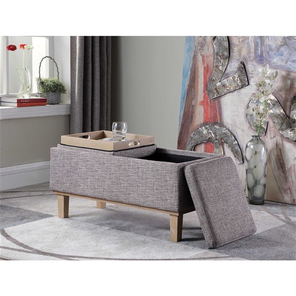 ORE International Grey Modern Storage Bench