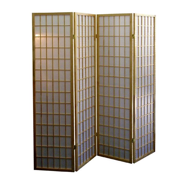 ORE International 4-Panel Brown Folding Contemporary/Modern Style Paper Room Divider