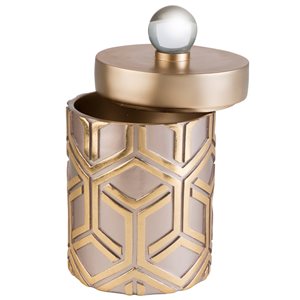 ORE International Rose Gold Polyresin Cylindrical Jewelry Box