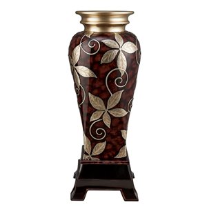 Décoration de table ORE International vase en polyrésine brun cerisier