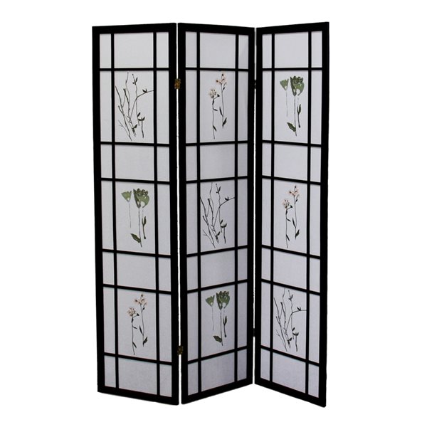 ORE International 3-Panel Black Paper Folding Shoji Style Room Divider