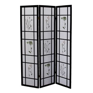 ORE International 3-Panel Black Paper Folding Shoji Style Room Divider